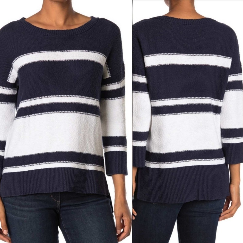 Kinross Striped Boatneck Long Sleeve 100% Cotton Sweater Size XL - Picture 3 of 4